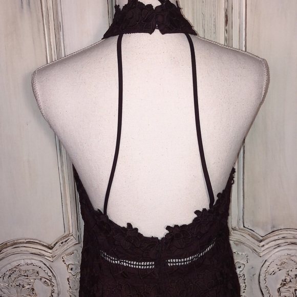 Bardot Deep Burgundy Lace Overlay Hater Backless Occasions Dress Size 8/M - Picture 9 of 13